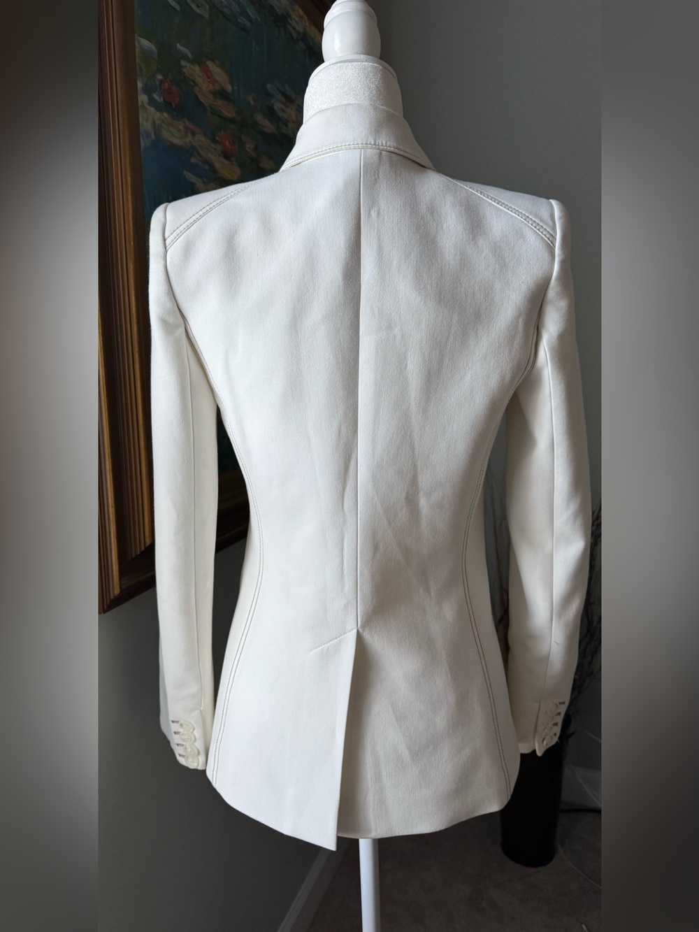 Veronica Beard Cosmo Double-Breasted Dickey Jacket Contrast Stitching Size 0 - Picture 3 of 7